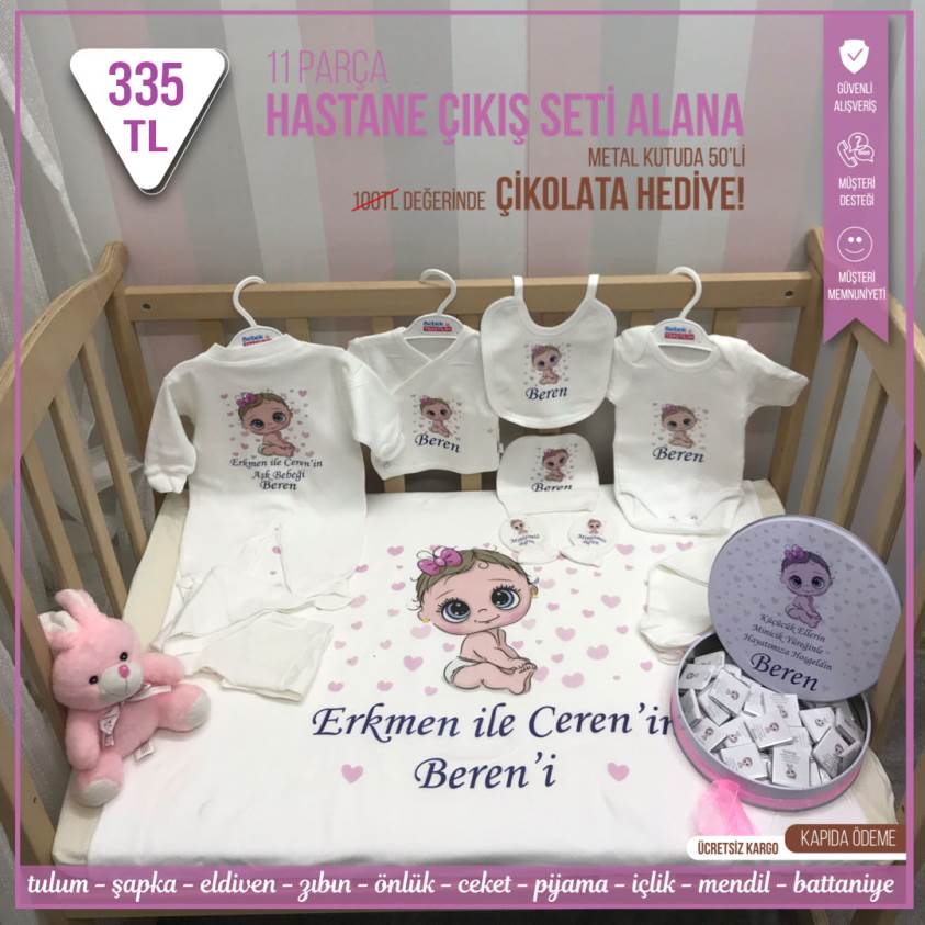 Yeni Doğan Bebek Seti Çikolata Hediyeli-Kız Bebek 110
