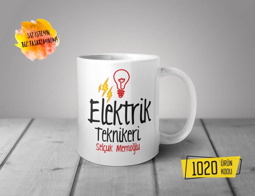 Kişiye Özel Baskılı Kupa- Elektrik Tekniker Tasarım Baskılı Kupa 1020