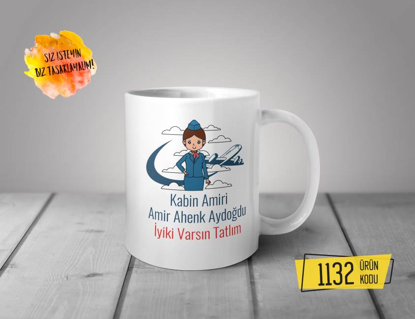 Kişiye Özel Baskılı Kupa-Kabin Amiri Tasarım Baskılı Kupa 1132