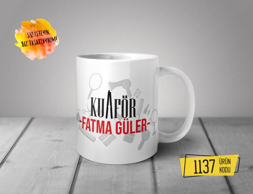 Kişiye Özel Baskılı Kupa-Kuaför Tasarım Baskılı Kupa 1137