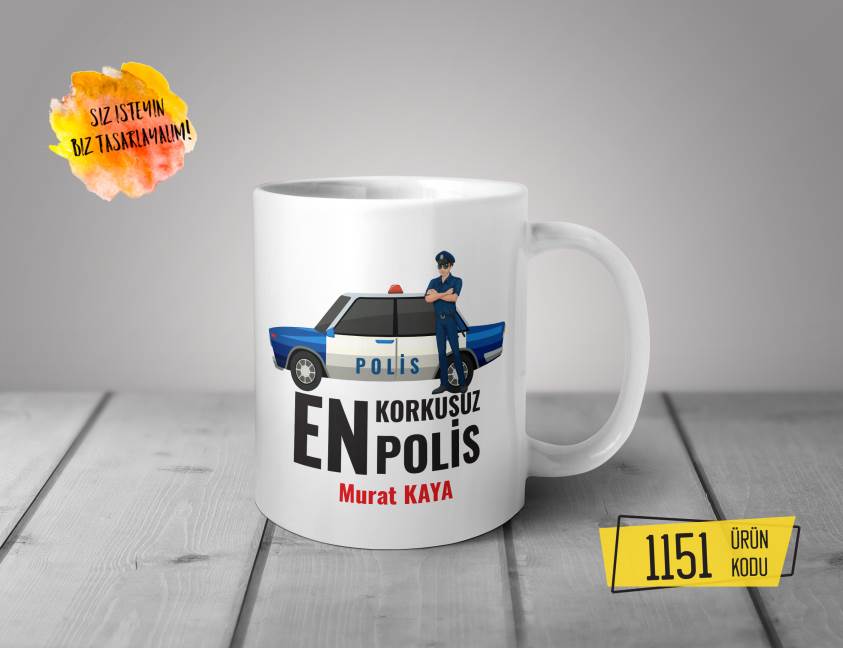 Kişiye Özel Baskılı Kupa-Polis Tasarım Baskılı Kupa 1151