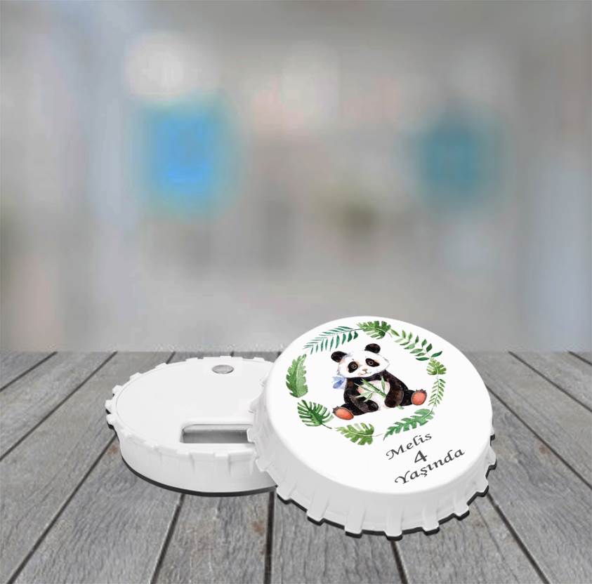 Açacak Magnet - Yeşil Yapraklı Panda Tasarım Baskılı Magnet-2038
