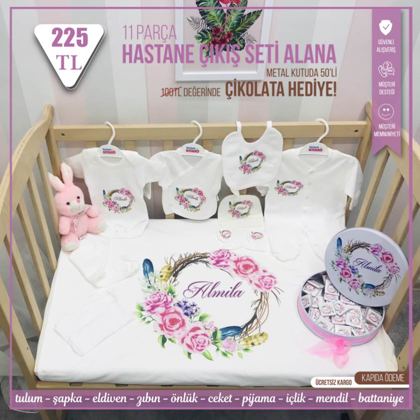 Yeni Doğan Bebek Seti Çikolata Hediyeli-Kız Bebek 108 Neva ...